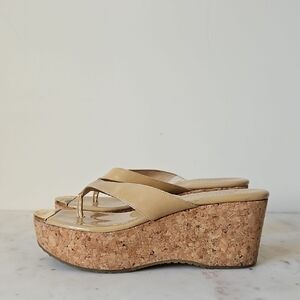 JIMMY CHOO: patent leather logo platform sandals